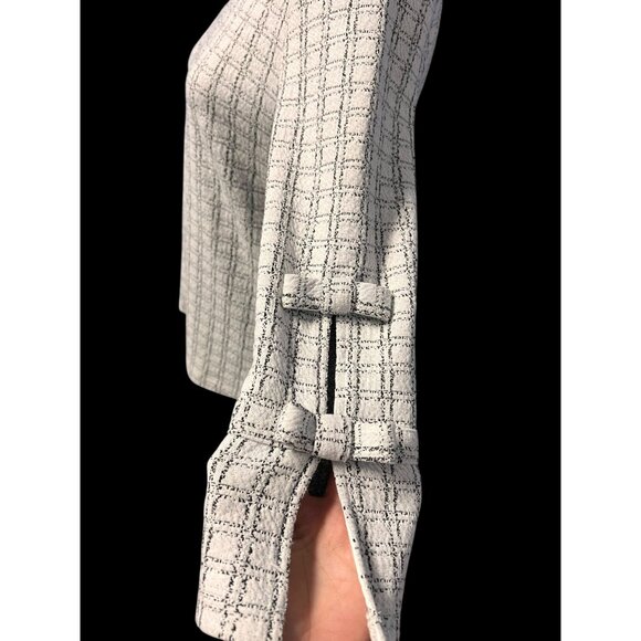KARL LAGERFELD Womens Plaid Textured Top With Bow Sleeve OFFICE - Picture 5 of 7